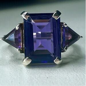 Natural Black Amethyst 11 carat statement ring set in solid sterling silver